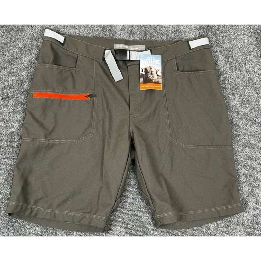 NWT Icebreaker Shorts Mens‎ 40 Green Belted Merino Wool Blend Hiking Outdoors